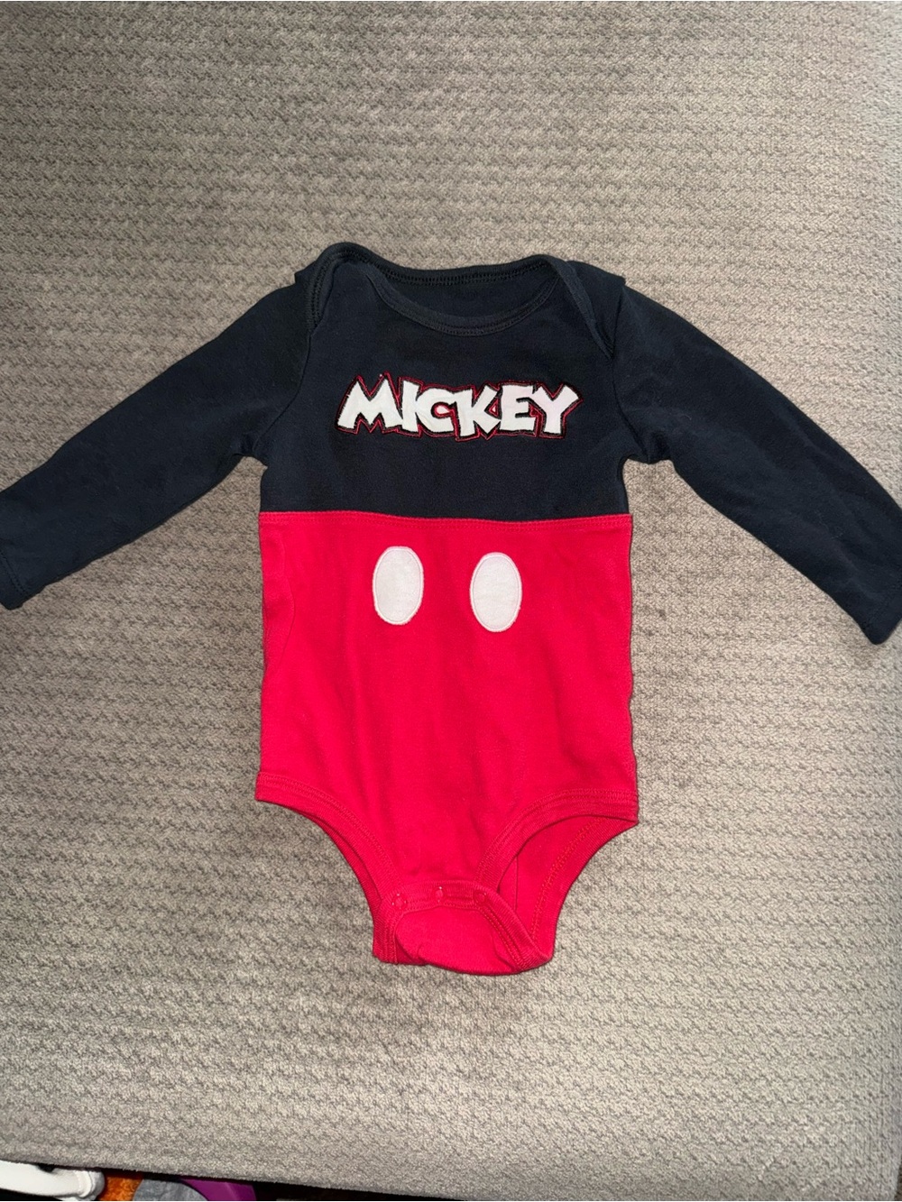 Mickey Long-Sleeve Red & Black Baby One-Piece vintage 9 month size